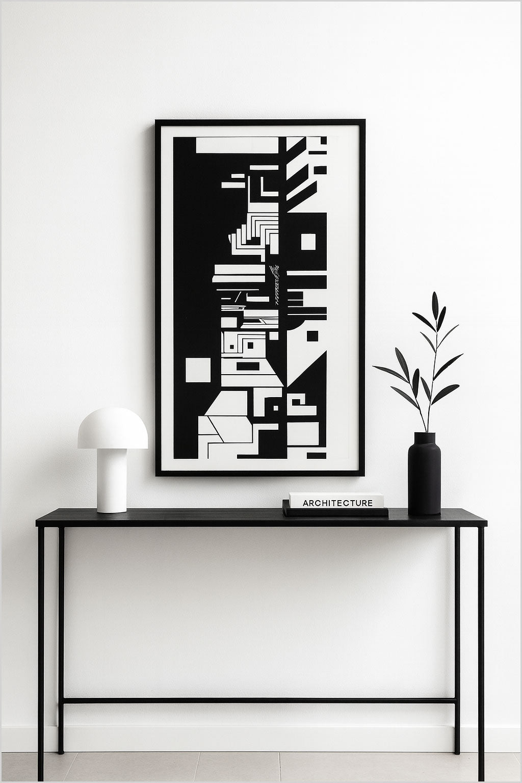 Black & White Geometric Abstract Artwork, 1970's