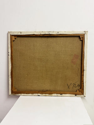 Mid Century Vintage Abstract Oil Painting on Canvas, 1960's