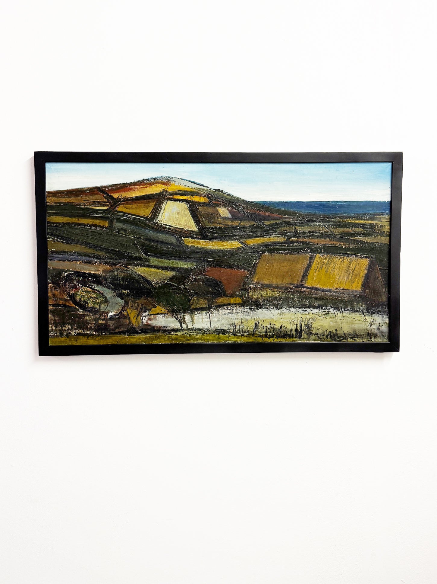 Mid Century Vintage Abstract Landscape Oil on Canvas Painting - Original Artwork