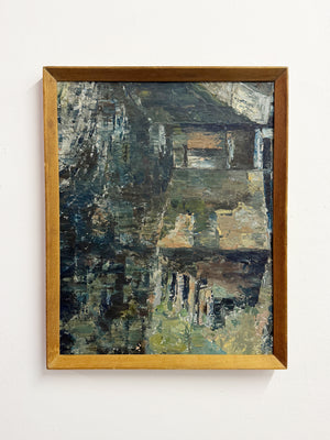 Mid Century Vintage Swedish Abstract Oil Painting