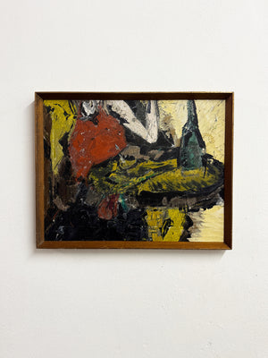 Mid Century Vintage Swedish Abstract Oil Painting