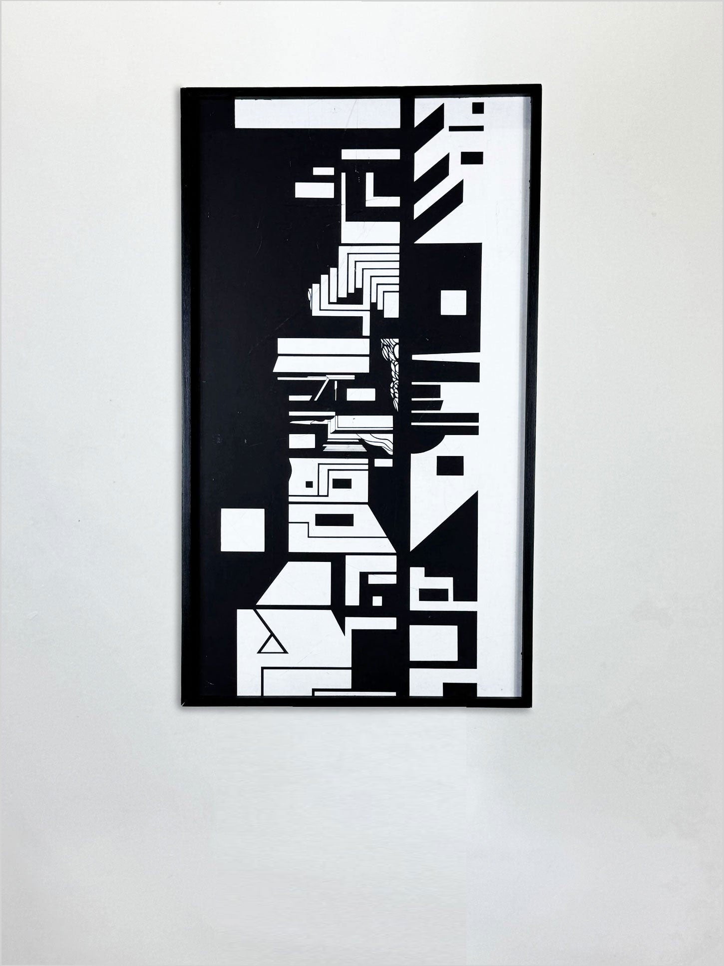 Black & White Geometric Abstract Artwork, 1970's