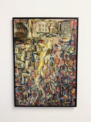 Swedish Mid Century Abstract Expressionist Impasto Oil Painting Signed J.S.