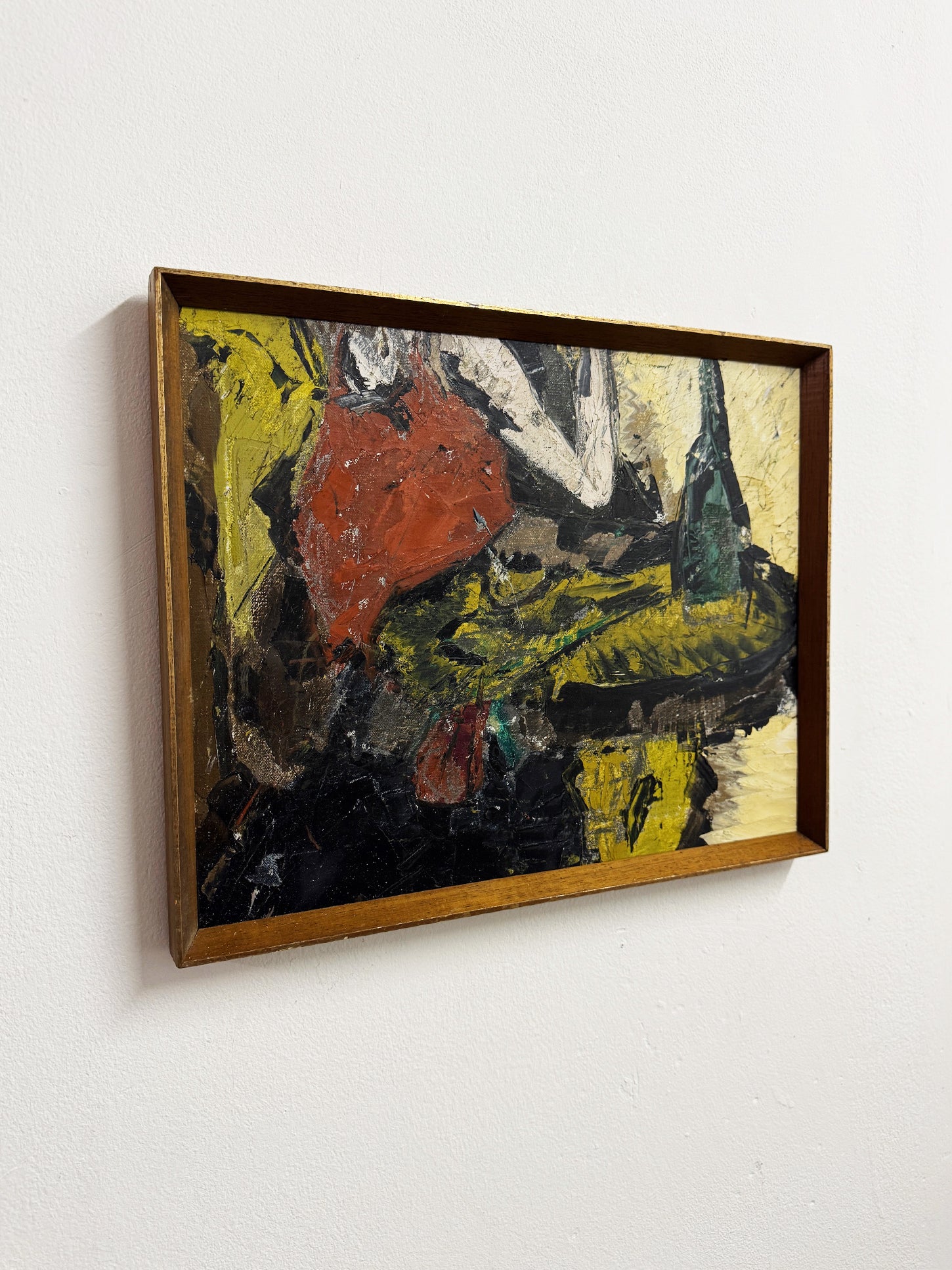 Mid Century Vintage Swedish Abstract Oil Painting