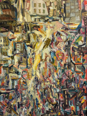 Swedish Mid Century Abstract Expressionist Impasto Oil Painting Signed J.S.