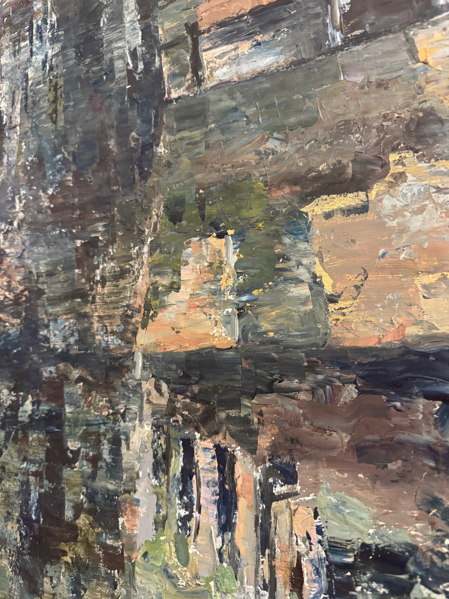 Mid Century Vintage Swedish Abstract Oil Painting