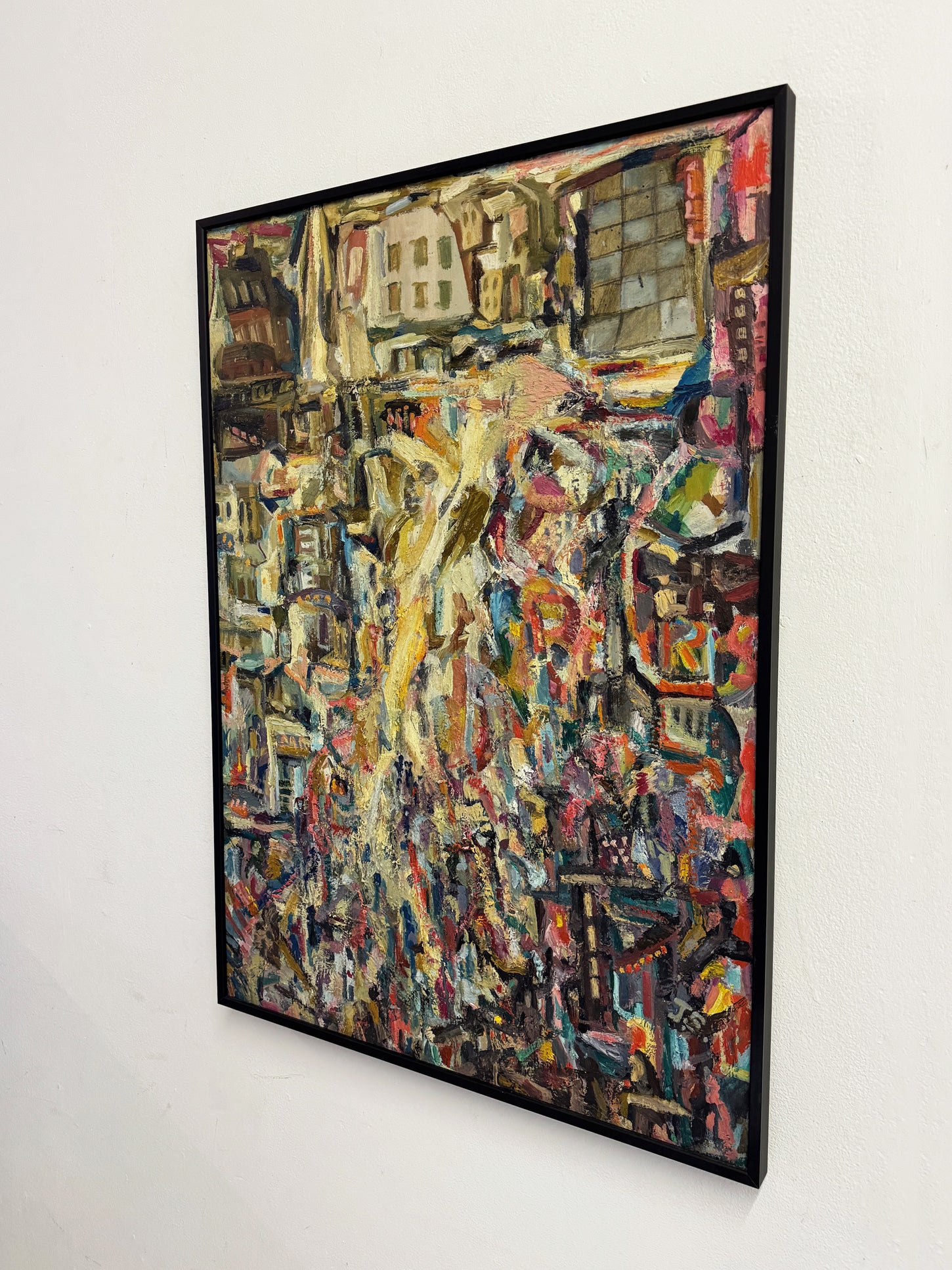 Swedish Mid Century Abstract Expressionist Impasto Oil Painting Signed J.S.