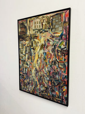 Swedish Mid Century Abstract Expressionist Impasto Oil Painting Signed J.S.