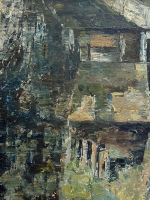 Mid Century Vintage Swedish Abstract Oil Painting