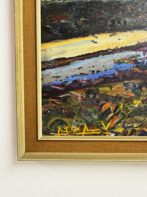 Large Signed Mid Century Vintage Oil Painting - 1960's