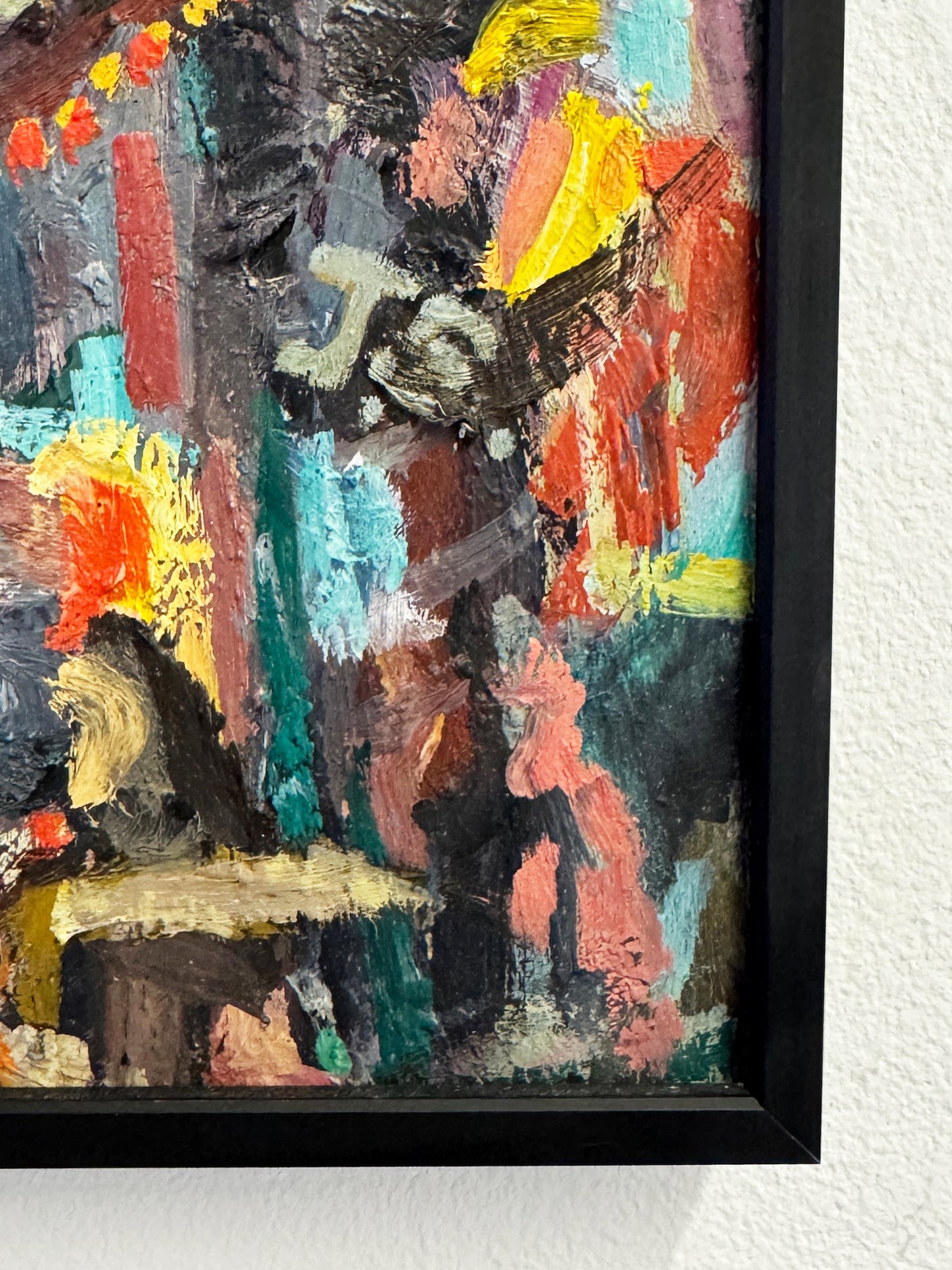 Swedish Mid Century Abstract Expressionist Impasto Oil Painting Signed J.S.