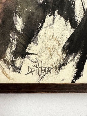 Original Expressionist Portrait of Artist Painting – Signed, Figurative Artwork