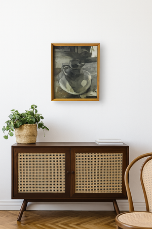 Mid Century Swedish Still Life Oil Painting