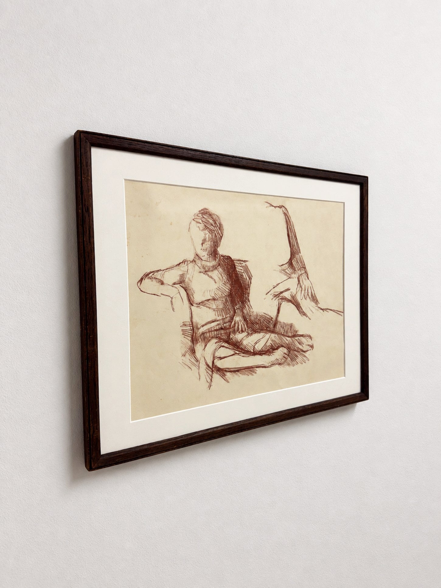 Mid-Century Seated Figure Study in Sepia