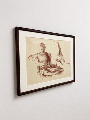 Mid-Century Seated Figure Study in Sepia