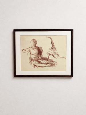 Mid-Century Seated Figure Study in Sepia