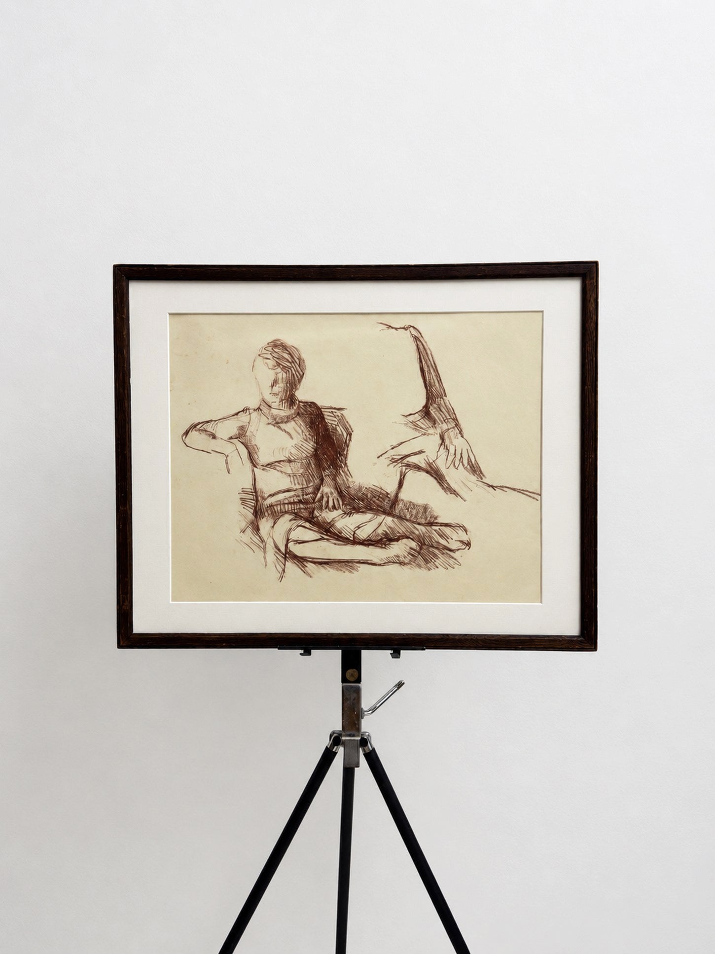 Mid-Century Seated Figure Study in Sepia