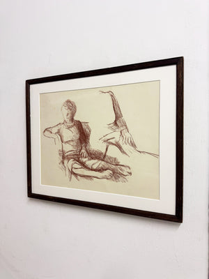 Mid-Century Seated Figure Study in Sepia