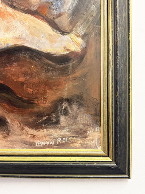 Gwyn Rees, Large Mid Century Figurative Study Reclining Female Nude Oil Painting
