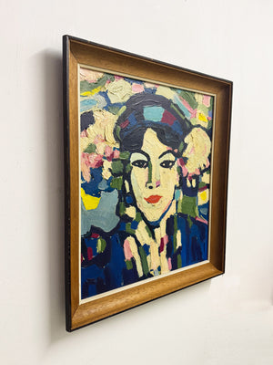 Vintage Portrait Painting of Hortensia, after Scottish Colourist John Duncan Fergusson