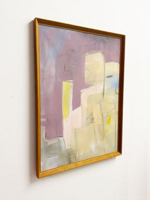 Large Mid-Century Abstract Figurative Painting on Canvas