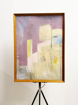 Large Mid-Century Abstract Figurative Painting on Canvas
