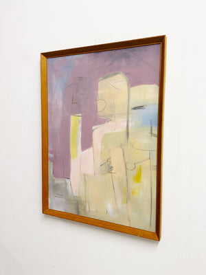 Large Mid-Century Abstract Figurative Painting on Canvas