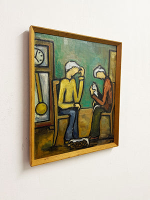 Paul Petit Mid Century French Modernist Figurative Abstract Oil Painting