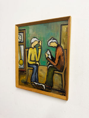 Paul Petit Mid Century French Modernist Figurative Abstract Oil Painting