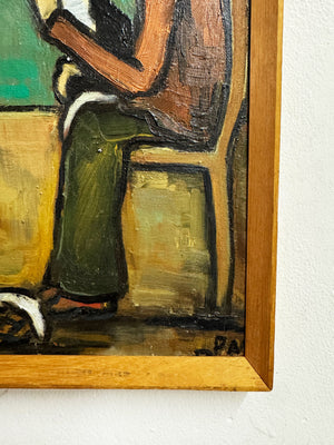 Paul Petit Mid Century French Modernist Figurative Abstract Oil Painting