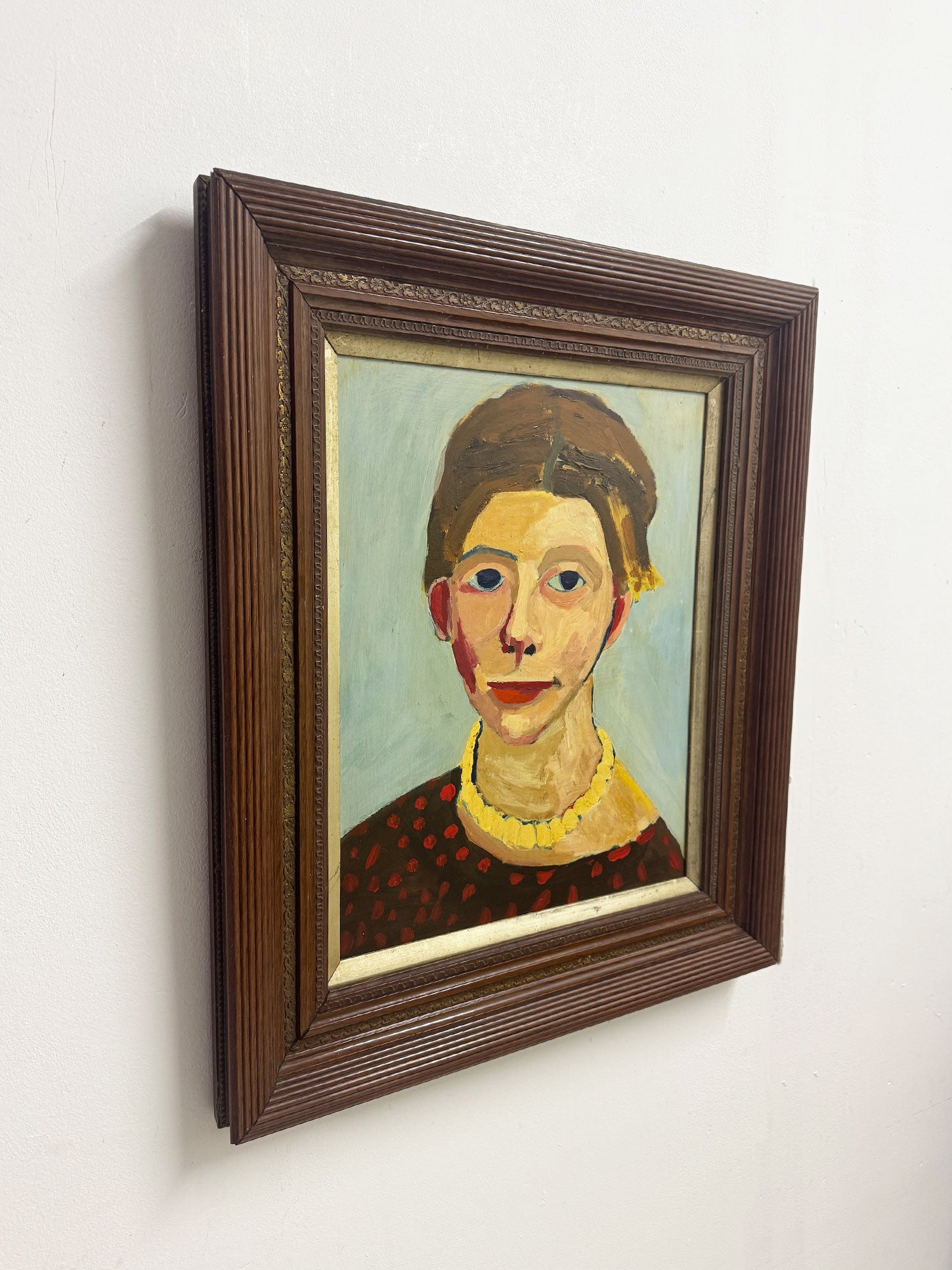 German Expressionist Portrait in the Style of Paula Modersohn-Becker – Early Modernist Oil Painting