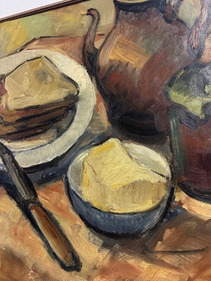 Pieter Nombluez Large 1940 Belgian Mid-Century Modern Still Life OIl Painting