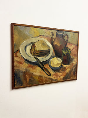 Pieter Nombluez Large 1940 Belgian Mid-Century Modern Still Life OIl Painting