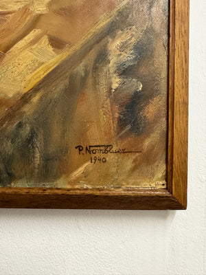 Pieter Nombluez Large 1940 Belgian Mid-Century Modern Still Life OIl Painting