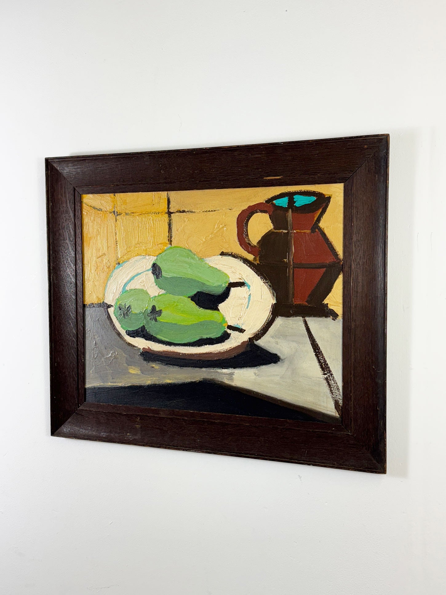 Mid Century Vintage Swedish Still Life Oil Painting