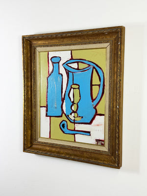 Terence R. Wood, Mid Century Vintage Scandinavian Still Life Oil Painting