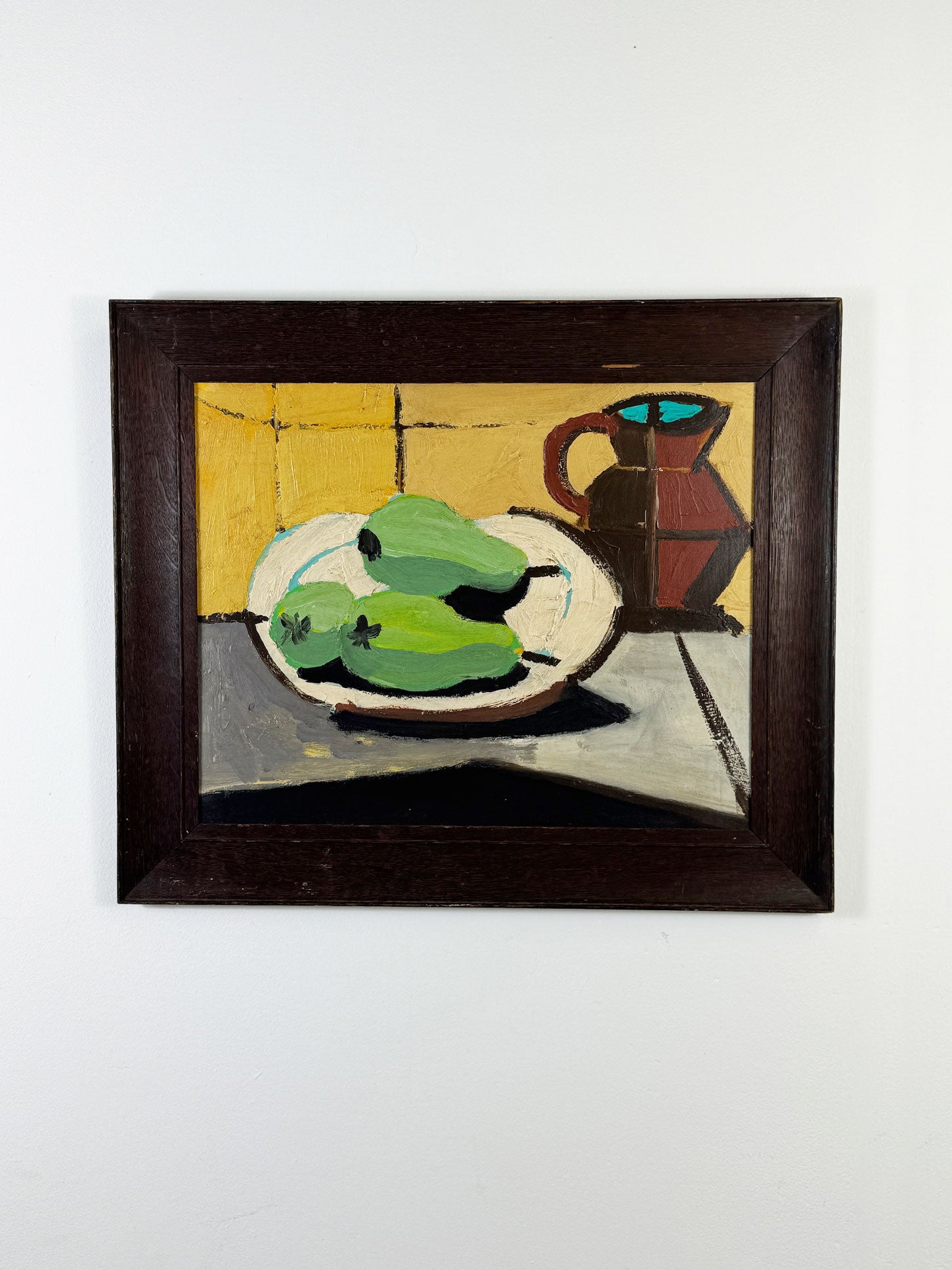 Mid Century Vintage Swedish Still Life Oil Painting