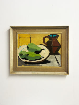 Mid Century Vintage Swedish Still Life Oil Painting
