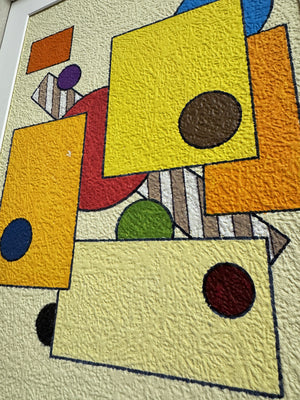 Mid-Century Signed Bauhaus Inspired Geometric Abstract Painting