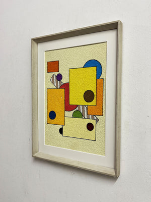 Mid-Century Signed Bauhaus Inspired Geometric Abstract Painting
