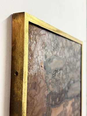 Mid-Century Brutalist Abstract Patinated Copper Panel in Brass Frame