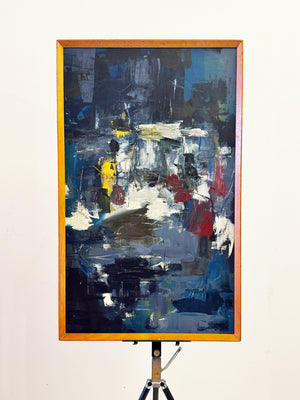 Mid-Century Vintage Abstract Expressionist Oil Painting