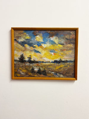Vintage Mid Century Abstract Impressionist Landscape Oil Painting