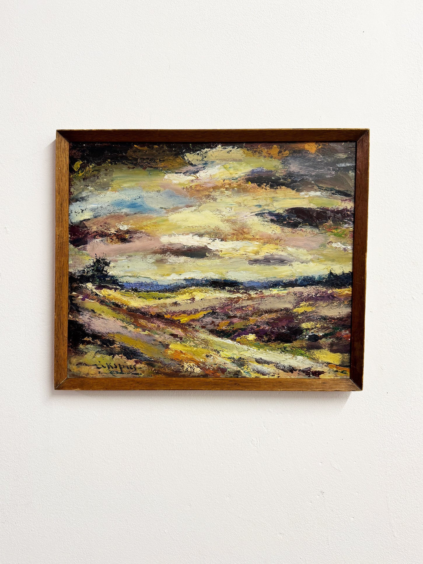 Mid Century Abstract Impressionist Landscape Oil Painting