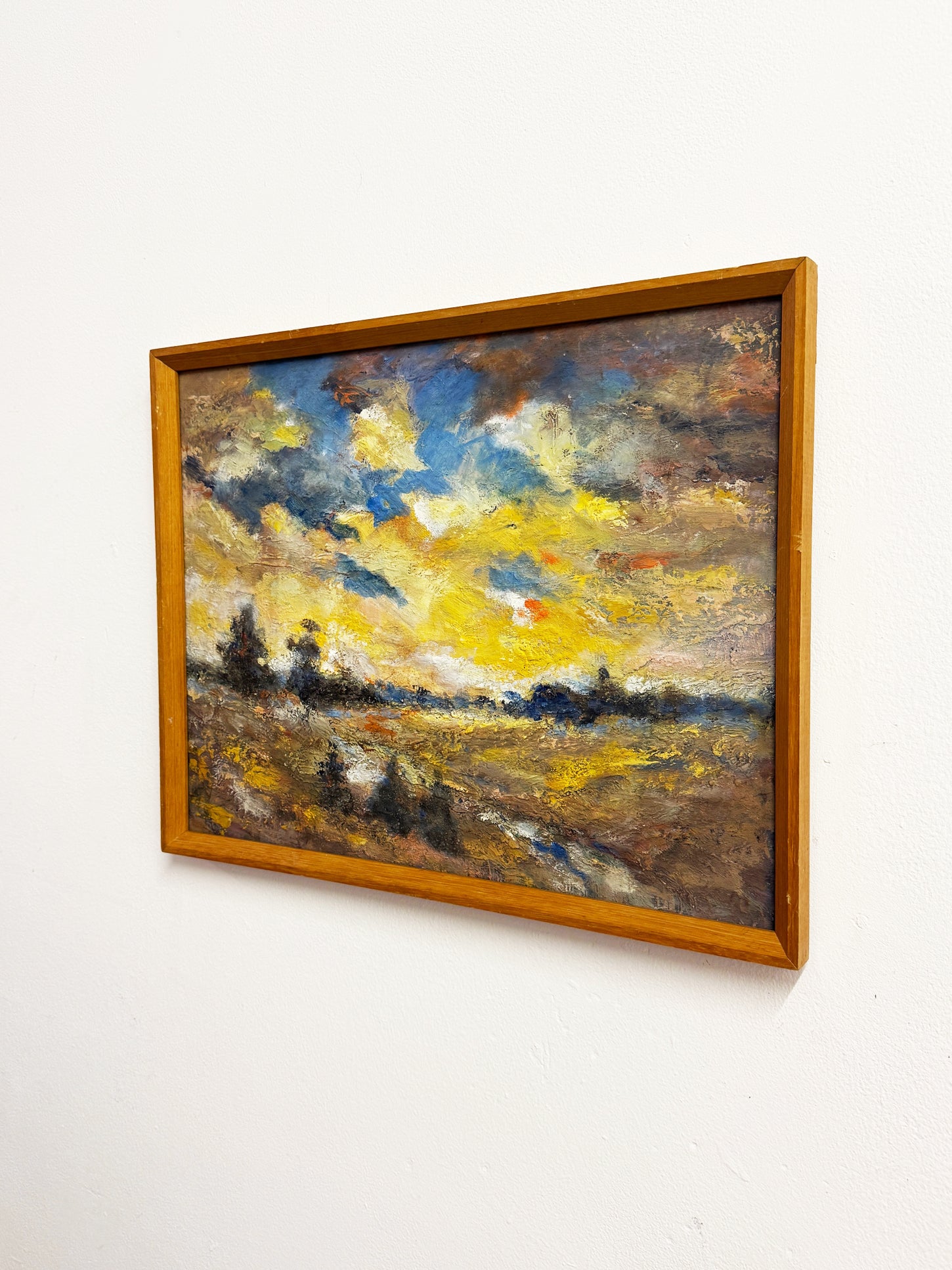 Vintage Mid Century Abstract Impressionist Landscape Oil Painting