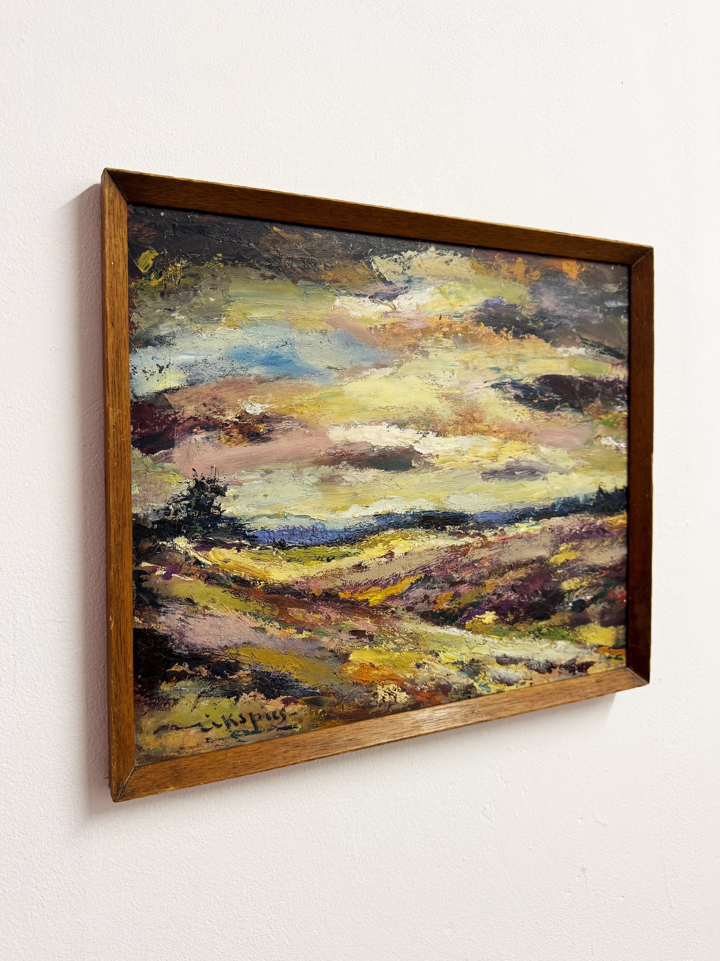 Mid Century Abstract Impressionist Landscape Oil Painting