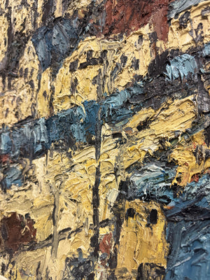 Barry De More, Large Vintage Impasto Oil Painting - Street Scene