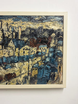 Barry De More, Large Vintage Impasto Oil Painting - Street Scene