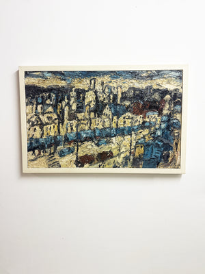 Barry De More, Large Vintage Impasto Oil Painting - Street Scene