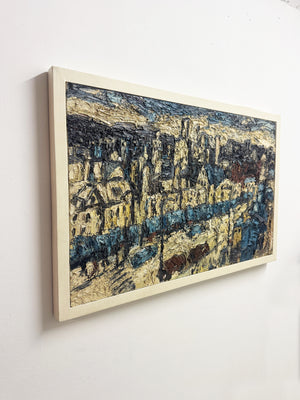 Barry De More, Large Vintage Impasto Oil Painting - Street Scene